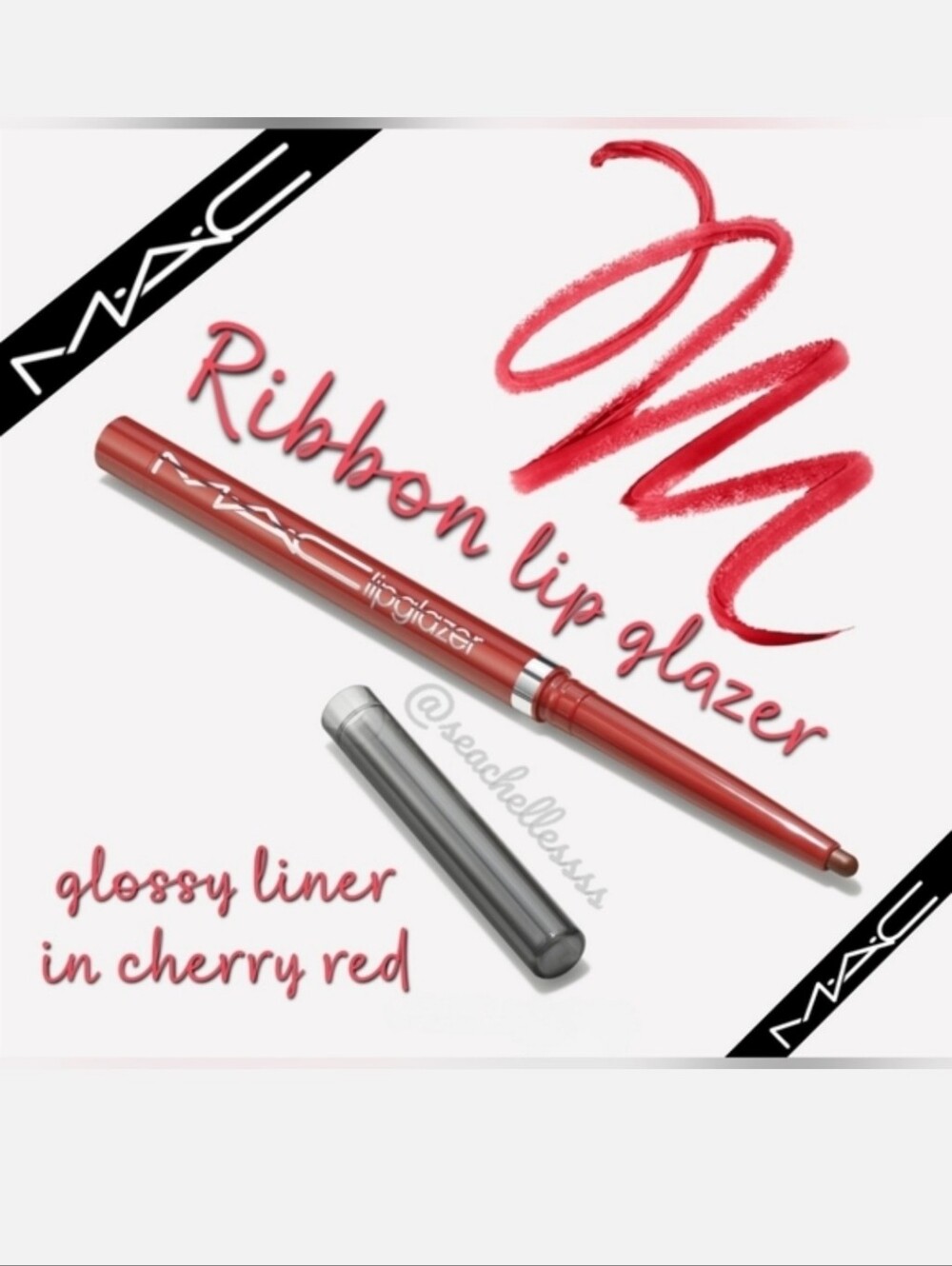 MAC Cosmetics Ribbon Lip Glazer Cherry Red Brand New In Box Authentic